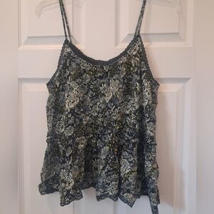 Nwt Hinge Floral Navy Yellow Wildflower Tank Top